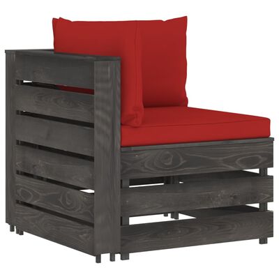 vidaXL 4-Seater Garden Sofa with Cushions Grey Impregnated Wood