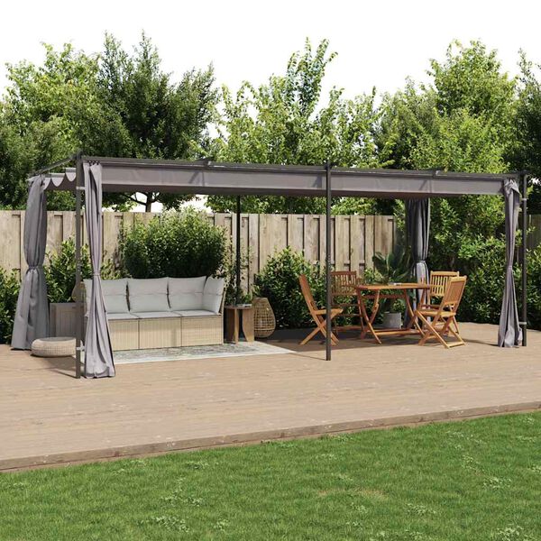 vidaXL Gazebo with Curtains 3x6 m Anthracite Steel
