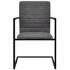 vidaXL Cantilever Dining Chairs 2 pcs Dark Grey Faux Leather