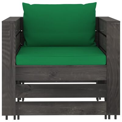 vidaXL 7 Piece Garden Lounge Set with Cushions Grey Impregnated Wood