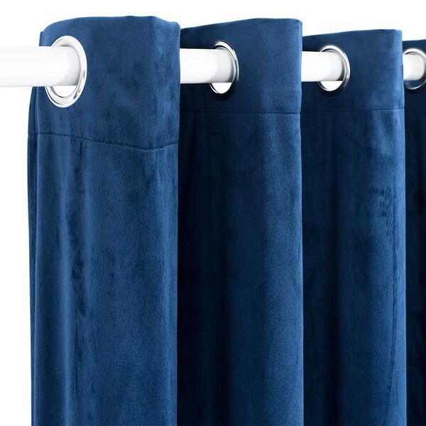 vidaXL Blackout Curtain with Metal Rings Velvet Dark Blue 290x245 cm