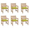 vidaXL Garden Chairs 6 pcs with Bright Green Cushions Solid Teak Wood