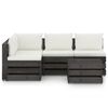 vidaXL 5 Piece Garden Lounge Set with Cushions Grey Impregnated Wood