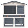 vidaXL Outdoor Rabbit Hutch 3 Doors Grey Wood