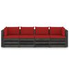 vidaXL 4-Seater Garden Sofa with Cushions Grey Impregnated Wood