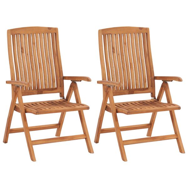 vidaXL Garden Chairs 2 pcs with Blue Cushions Solid Teak Wood