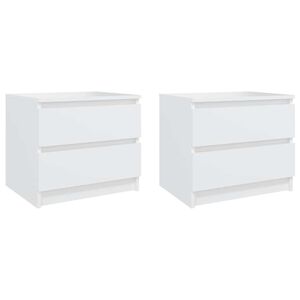 vidaXL Bed Cabinets 2 pcs White 50x39x43.5 cm Engineered Wood