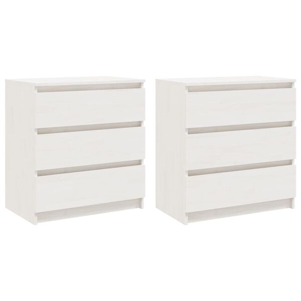 vidaXL Bedside Cabinets 2 pcs White 60x36x64 cm Solid Pinewood
