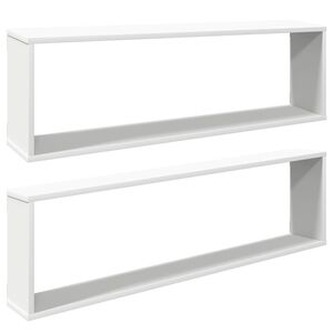 vidaXL Wall Shelf | Set of 2 | White | Engineered Wood | 100 x 15 x 30 cm