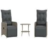 vidaXL Reclining Garden Chairs 2 pcs with Table Grey Poly Rattan