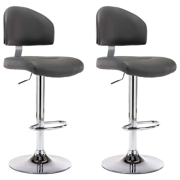 vidaXL Bar Stools 2 pcs Grey Faux Leather