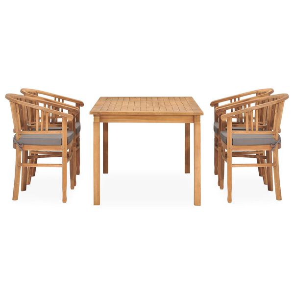 vidaXL 5 Piece Garden Dining Set with Cushions Solid Teak Wood