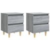 vidaXL Bed Cabinets with Solid Wood Legs 2 pcs Grey Sonoma 40x35x50 cm