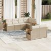 vidaXL 7 Piece Garden Sofa Set with Cushions Beige Poly Rattan