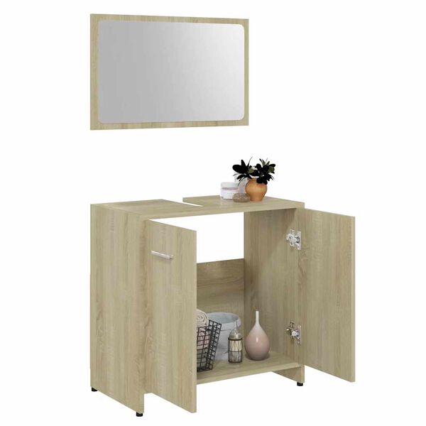 vidaXL Bathroom Furniture Set Sonoma Oak Engineered Wood