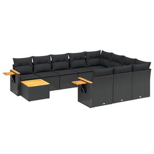 vidaXL Patio Sofa Set 11-Seaters Black