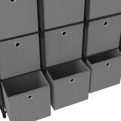 vidaXL 9-Cube Display Shelf with Boxes Black 103x30x107.5 cm Fabric