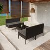 vidaXL 5 Piece Garden Lounge Set with Cushions Poly Rattan Black
