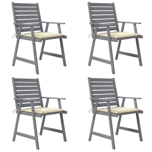 vidaXL Outdoor Dining Chairs with Cushions 4 pcs Solid Wood Acacia