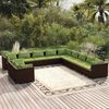vidaXL 11 Piece Garden Lounge Set with Cushions Brown Poly Rattan