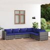 vidaXL 6 Piece Garden Lounge Set with Cushions Poly Rattan Grey