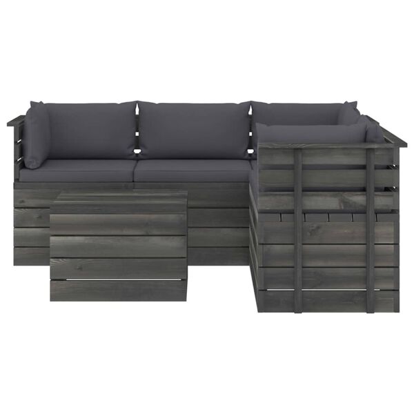 vidaXL 6 Piece Garden Pallet Lounge Set with Cushions Solid Pinewood