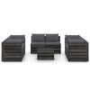 vidaXL 9 Piece Garden Lounge Set with Cushions Grey Impregnated Wood