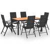 vidaXL 7 Piece Garden Dining Set Black and Brown