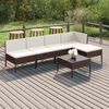 vidaXL 6 Piece Garden Lounge Set with Cushions Poly Rattan Brown