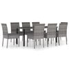 vidaXL 9 Piece Garden Dining Set Poly Rattan Grey