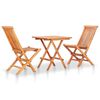 vidaXL 3 Piece Bistro Set with Green Cushions Solid Teak Wood