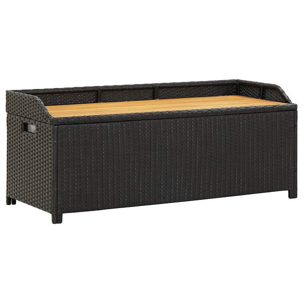 vidaXL Garden Storage Bench 120 cm Poly Rattan Black