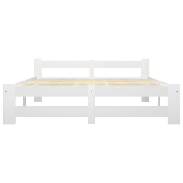 vidaXL Bed Frame without Mattress White Solid Pine Wood 160x200 cm