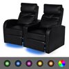 vidaXL LED Recliner 2-Seater Artificial Leather Black