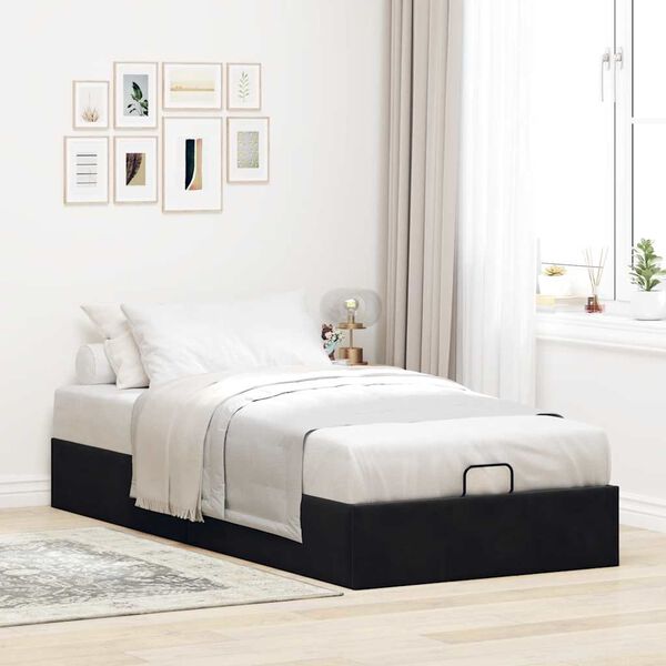 vidaXL Ottoman Bed Frame No Mattress Black 90x190 cm Velvet