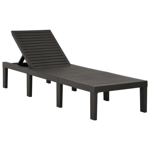 vidaXL Sun Lounger with Cushion Plastic Anthracite
