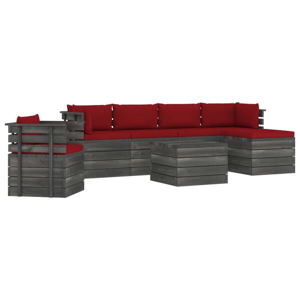vidaXL 7 Piece Garden Pallet Lounge Set with Cushions Solid Pinewood