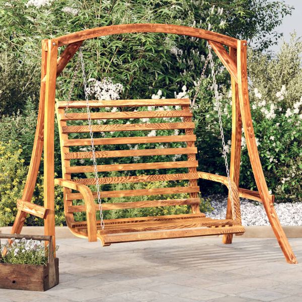 vidaXL Swing Bench Solid Bent Wood with Teak Finish 126x63x92 cm