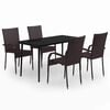 vidaXL 5 Piece Garden Dining Set Brown and Black