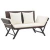 vidaXL Garden Bench with Cushions 176 cm Brown Poly Rattan