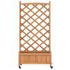 vidaXL Planter with Trellis and Wheels Brown Solid Wood Fir