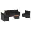 vidaXL 9 Piece Garden Sofa Set with Cushions Black Poly Rattan