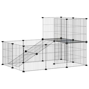 vidaXL 20-Panel Pet Cage with Door Black 105x70x70 cm Steel