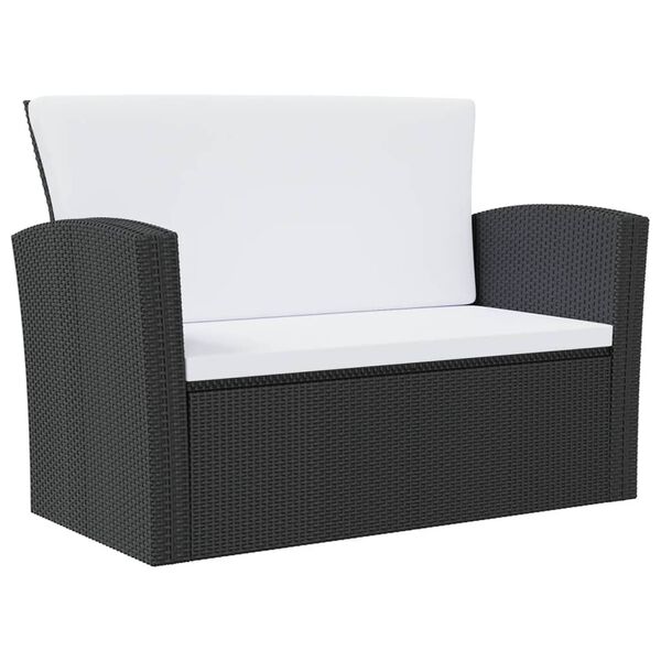 vidaXL 8 Piece Garden Lounge Set with Cushions Poly Rattan Black