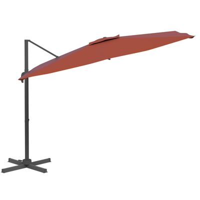 vidaXL Cantilever Umbrella with Aluminium Pole Terracotta 400x300 cm