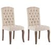 vidaXL Dining Chairs 2 pcs Beige Linen-Look Fabric