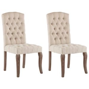 vidaXL Dining Chairs 2 pcs Beige Linen-Look Fabric