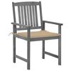 vidaXL Garden Chairs with Cushions 4 pcs Grey Solid Acacia Wood