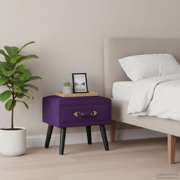 vidaXL Bedside Cabinet Dark Purple 40x35x40 cm Velvet