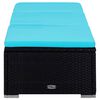 vidaXL Sun Lounger with Cushion and Tea Table Poly Rattan Blue